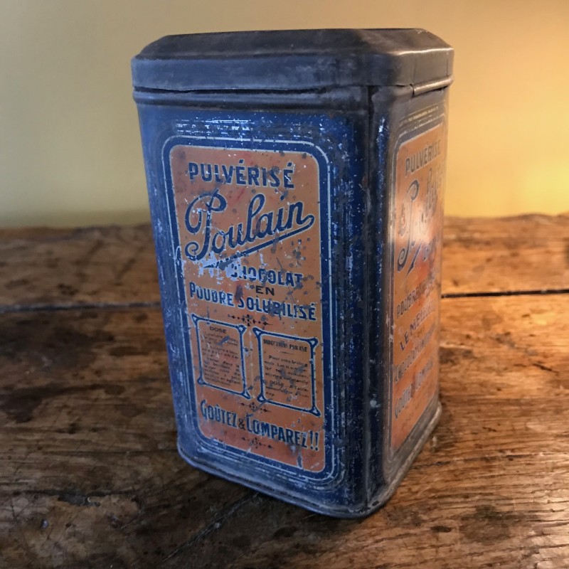 Ancienne cafetière en tôle émaillée Bleu Enameled Coffee Maker fleurs 3